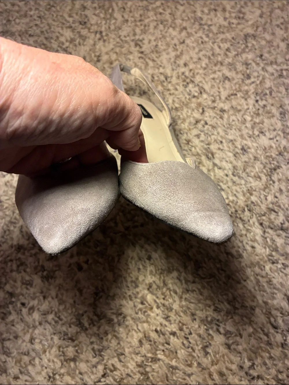 Mango Taupe Suede‎ Pointed Slingback Heels
